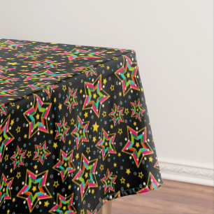 Festive Bright Merry Holiday Star Tablecloth