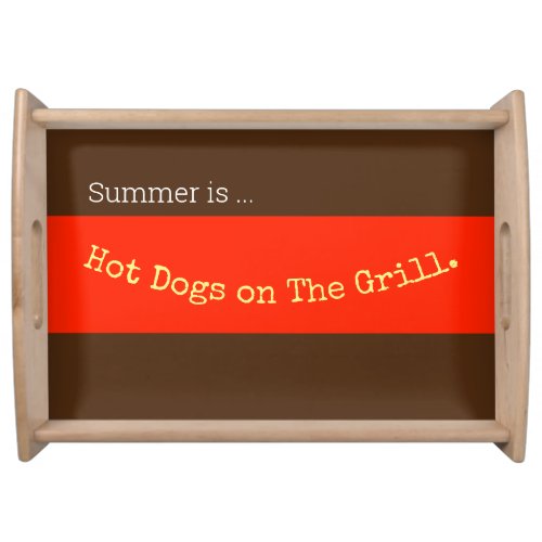 Festive Bright Orange Nostalgic Grilling Hot Dogs Serving Tray