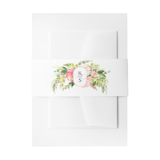 Festive Bright Pink Orange Flowers Wedding Invitation Belly Band