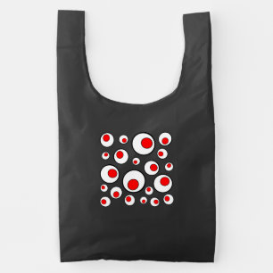 Festive Bright Red Circles in White Circles Reusable Bag