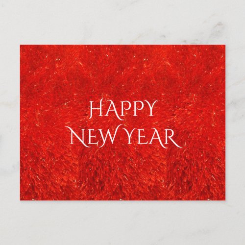 Festive Bright Red Color Happy New Year Text Holiday Postcard