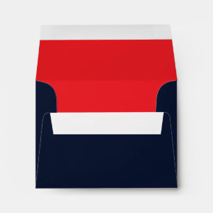 Festive Bright Red Inside & Dark Blue Outside Envelope