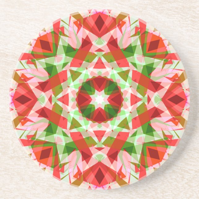 Festive Bright Red Merry Green Christmas Star Coaster (Front)
