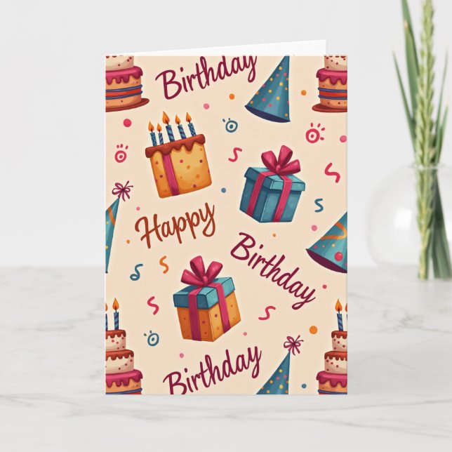 Festive Brushstroke Birthday Card (Front)