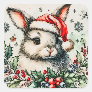 Festive Bunny Square Sticker
