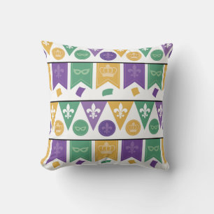 Festive Bunting and Symbols Pattern Throw Pillow