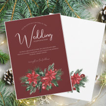 Festive Burgundy Green Winter Christmas Wedding