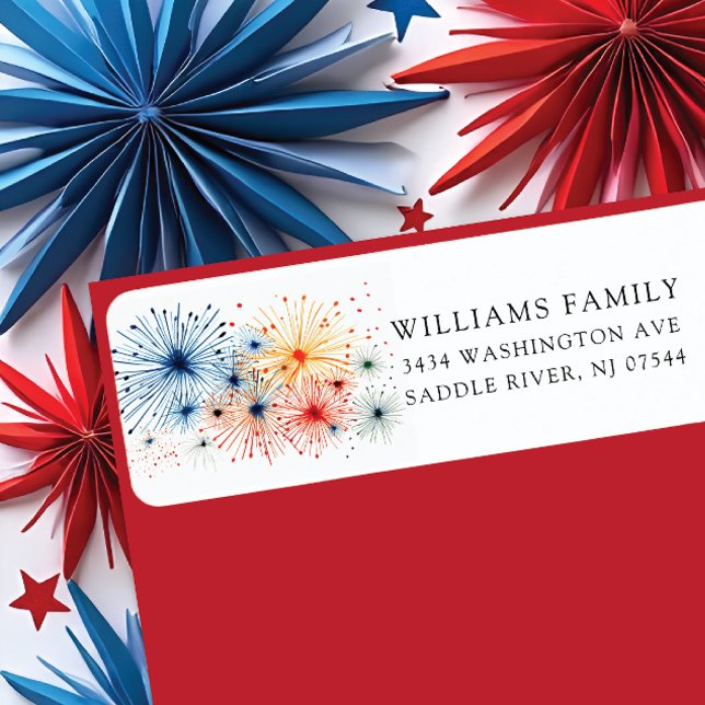 Festive Burst Firecracker Return Address Label (Creator Uploaded)