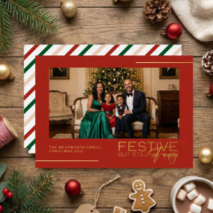 Festive But Still Fancy Photo Foil Christmas Card
