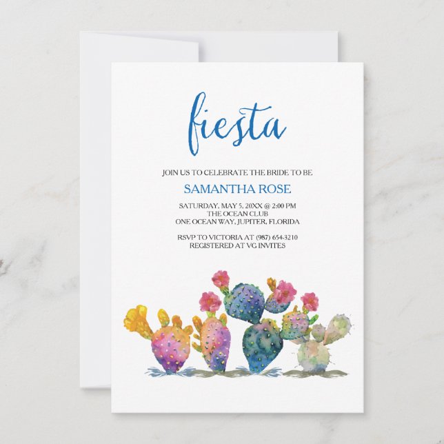 Festive Cactus Bridal Shower Fiesta Invitation (Front)
