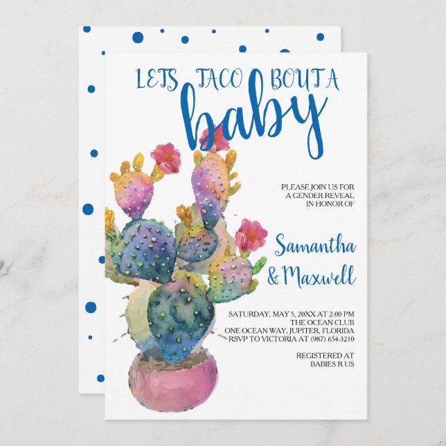 Festive Cactus FIESTA BABY SHOWER Invitation (Front/Back)