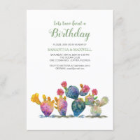 Festive Cactus Fiesta Twins Birthday Invitation