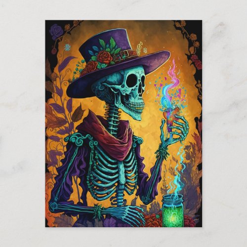 Festive Calavera _ Mexican Skeleton Art   Postcard