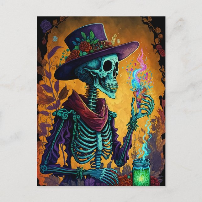 Festive Calavera! - Mexican Skeleton Art   Postcard (Front)