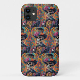 Festive Calaveras Tribute: Sugar Skull Splendor iPhone 11 Case