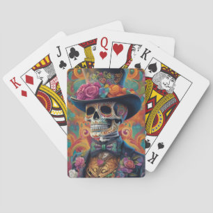 Festive Calaveras Tribute: Sugar Skull Splendor Poker Cards