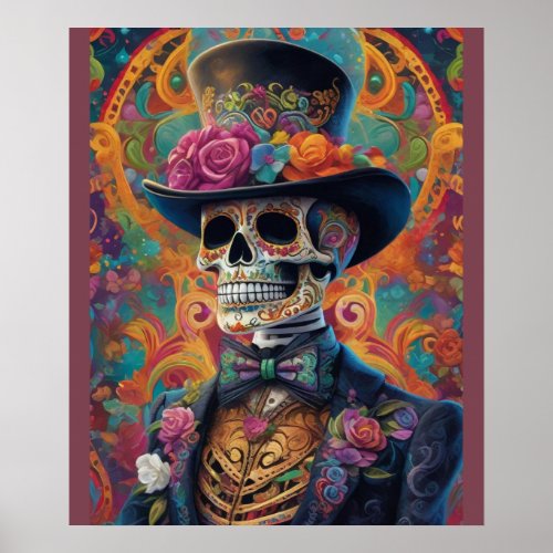 Festive Calaveras Tribute Sugar Skull Splendor Poster