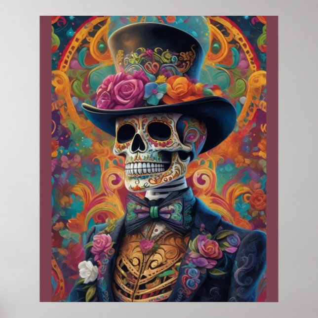 Festive Calaveras Tribute: Sugar Skull Splendor Poster (Front)