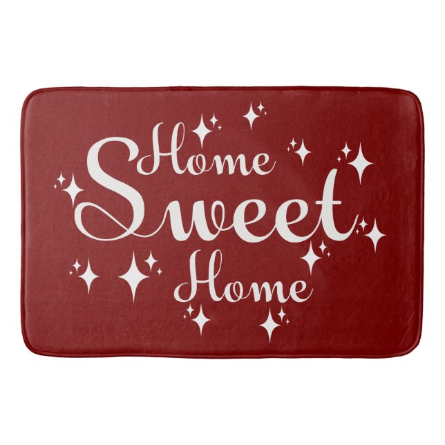 Festive Calligraphy and Stars 'Home Sweet Home' Bath Mat (Front)