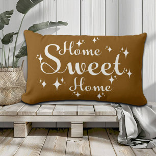 Festive Calligraphy and Stars 'Home Sweet Home' Lumbar Pillow