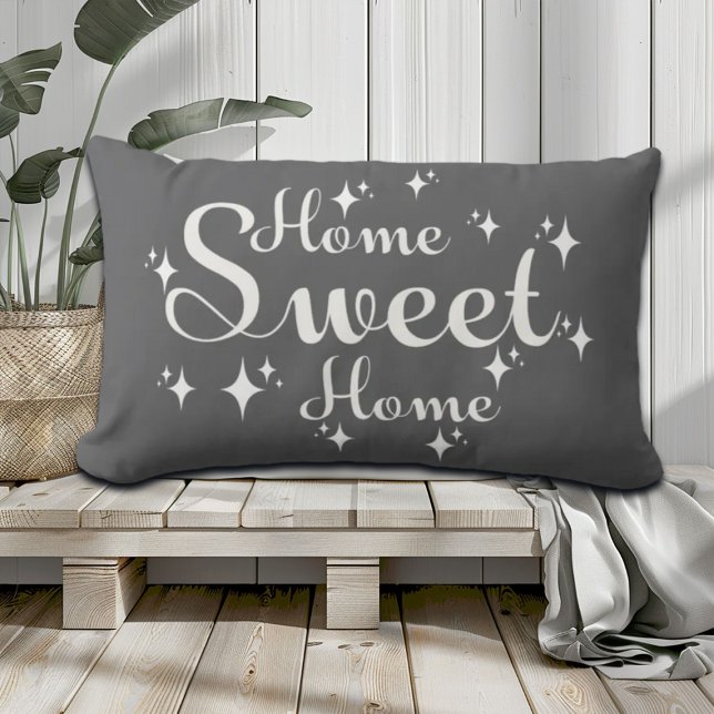 Festive Calligraphy and Stars 'Home Sweet Home' Lumbar Pillow (Creator Uploaded)