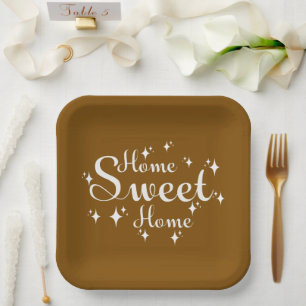 Festive Calligraphy and Stars 'Home Sweet Home' Paper Plates