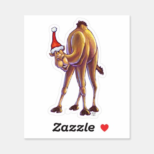Festive Camel in Santa Hat Sticker