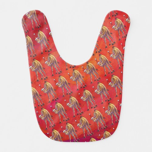 Festive Camel Pattern On Red Bib