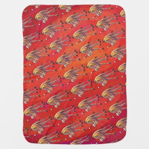 Festive Camel Pattern On Red Swaddle Blanket