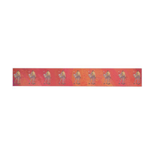 Festive Camel Pattern On Red Wrap Around Address Label