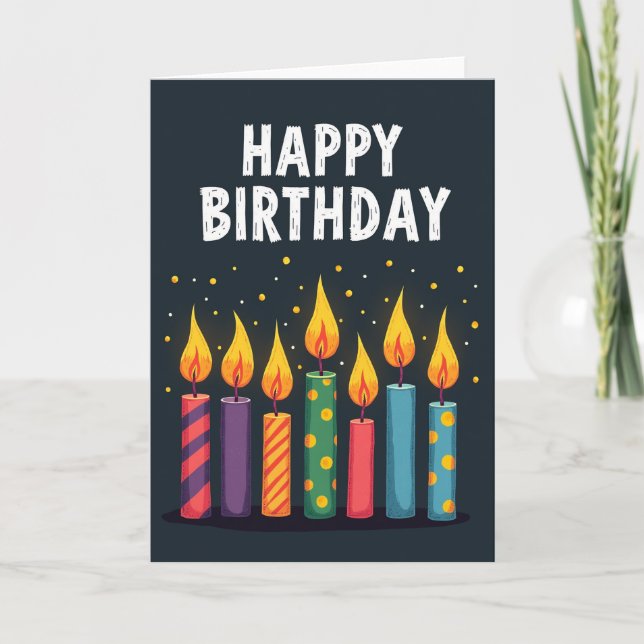 Festive Candle Birthday Card (Front)
