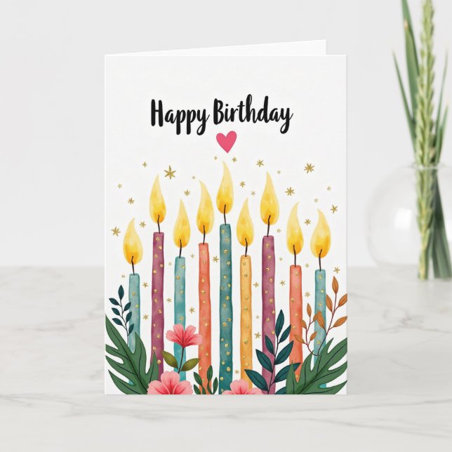 Festive Candle Illustration Card (Front)