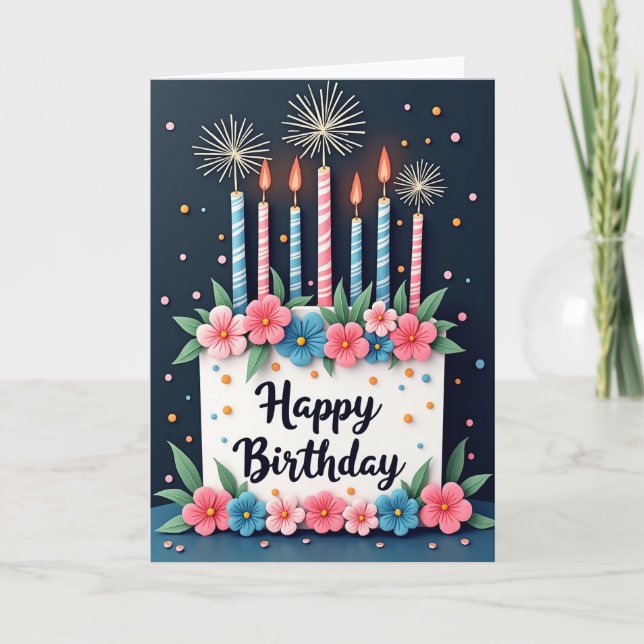 Festive Candles Birthday Card (Front)