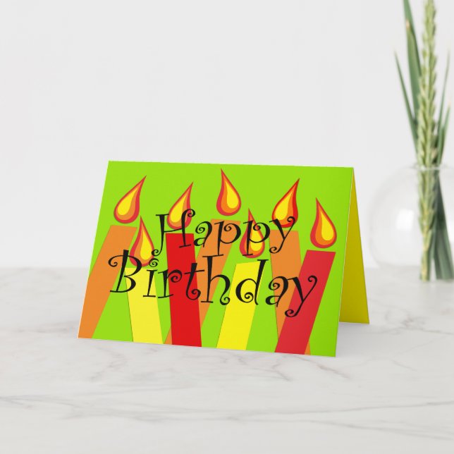 Festive Candles Fiesta Happy Birthday Card (Front)