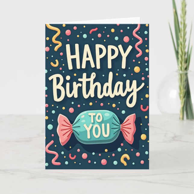 Festive Candy Birthday Card (Front)