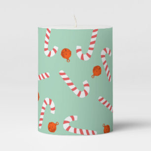 Festive Candy Cane Christmas Pillar Candle