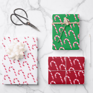 Festive Candy Cane Christmas Watercolor Wrapping Paper Sheets