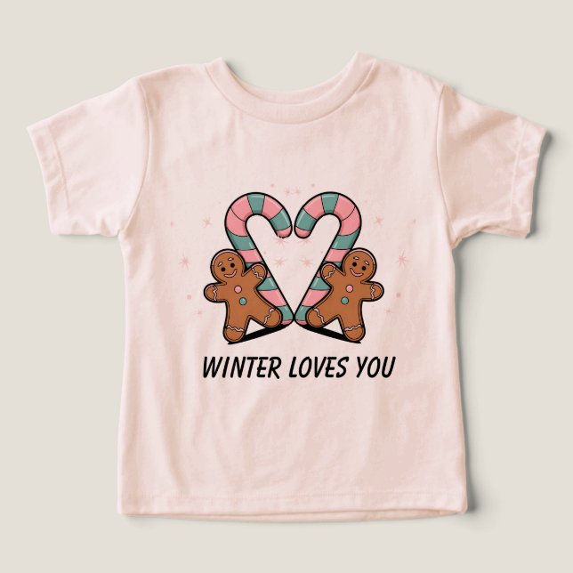 Festive Candy Cane & Gingerbread Holiday Toddler T-shirt (Design Front)