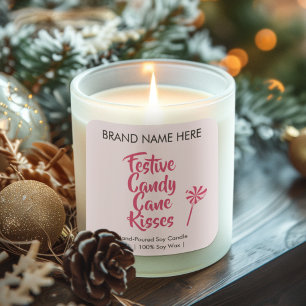 Festive Candy Cane Kisses Modern Candle Labels