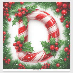 Festive Candy Cane Letter Sticker