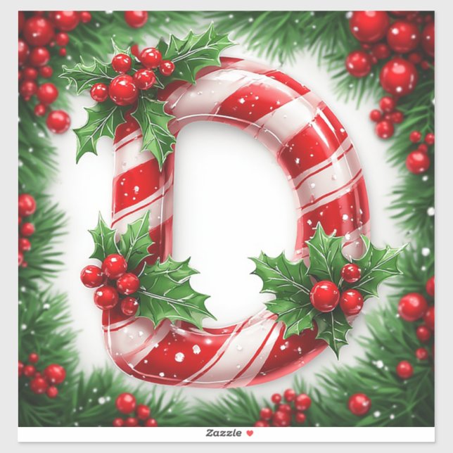 Festive Candy Cane Letter Sticker (Sheet)