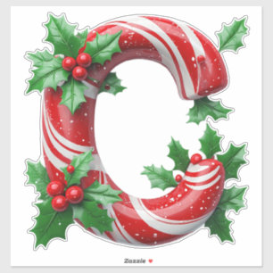 Festive Candy Cane Letter Sticker