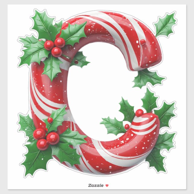 Festive Candy Cane Letter Sticker (Sheet)
