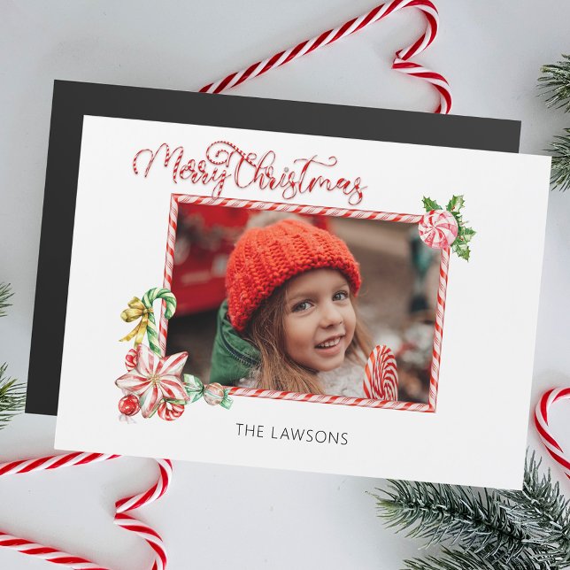 Festive Candy Cane Merry Christmas One Photo (Creator Uploaded)