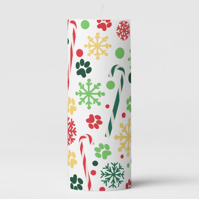Festive Candy Cane Paw Aroma Home Christmas  Pillar Candle (Front)