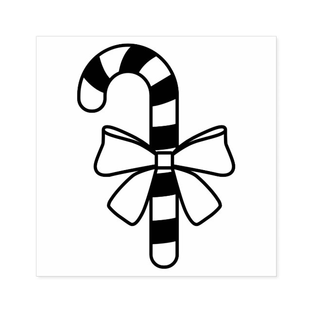 Festive Candy Cane Shape With A Bow Rubber Stamp (Imprint)