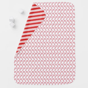 Festive Candy Cane Striped Christmas Red White Baby Blanket