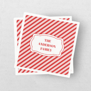 Festive Candy Cane Striped Christmas Red White Napkins