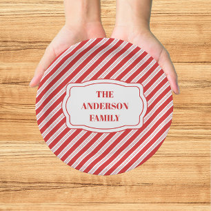 Festive Candy Cane Striped Christmas Red White  Paper Plates