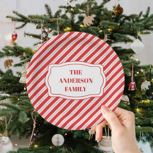 Festive Candy Cane Striped Christmas Red White  Paper Plates